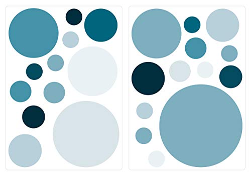 dekodino® Pegatina de pared puntos petróleo círculos set azul cuarto del bebé