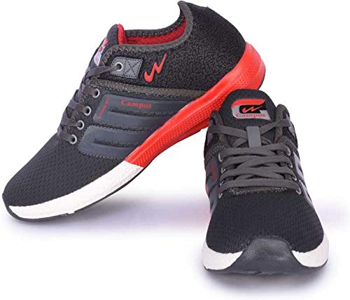 Image of Campus Men's Battle X-14 Grey, Black Red Mesh Running Shoe