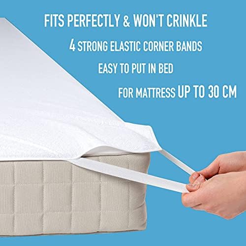 Beedsooth Mattress Protector Waterproof Terry Cotton Anti-Hypoallergenic Breathable Non Noisy Anti-Mold King Size 150x200cm 12'' Deep