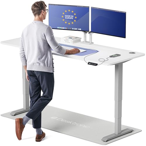 Image of Desktronic HomePro Standing Desk 80x30 - Made in Europe, Ergonomic Sit Stand Home Office Desk, Electric Height Adjustable, Dual Motor, USB & USB-C Charging, Wobble-Free, Touchscreen, 3 Memory Presets