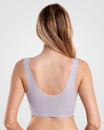 Image of Floatley to The T-Shirt Scoop Neck Bra for Women, Silky Comfort Wirefree Seamless Grip Band Pullover Bra with Removable Pads