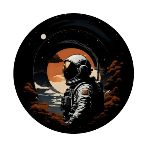 Lost Cosmonaut in autumn in outer unexplored space PopSockets Swappable PopGrip, Black - Image 3