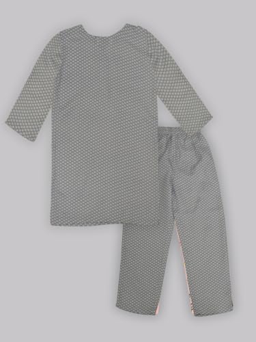 Image of A.T.U.N. (ALL THINGS UBER NICE) Girls Printed 3 /4 Sleeve Kurti and Pant Set | Stylish Traditional Ethnic Wear Salwar Suit Set for All Ocassions