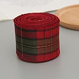 Nastri di tela stampata Decorazione ghirlanda per albero di Natale Nastro reticolare natalizio per confezione regalo Confezione fai da te Fiocchi Bordo filo-G,6cm x 6M