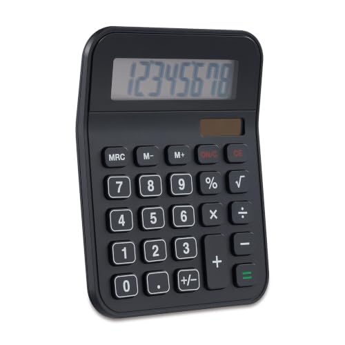 Staples 8-Digit Battery & Solar Basic Calculator, Black