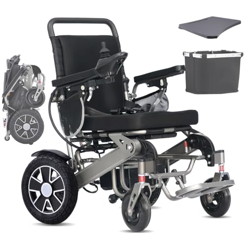 Broobey Portable Electric Wheelchairs for Adults, Lightweight Electric Wheelchair Support 150 kg, Electric Motorised Folding Wheelchair for Seniors, 10~30+ km Long Range