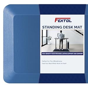 FEATOL Anti Fatigue Mat for Standing, 9/10 Extra Thick Ergonomic Standing Desk Mat, Comfort & Durable Memory Foam Standing Mat at Home,Office All Day (20″ x 39″, Blue, 1PC)
