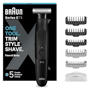Braun Series XT3 One Blade Hybrid Beard & Stubble Trimmer, Electric Shaver for Men, Body Groomer for Manscaping, Gifts for Men, XT3200, Black Razor