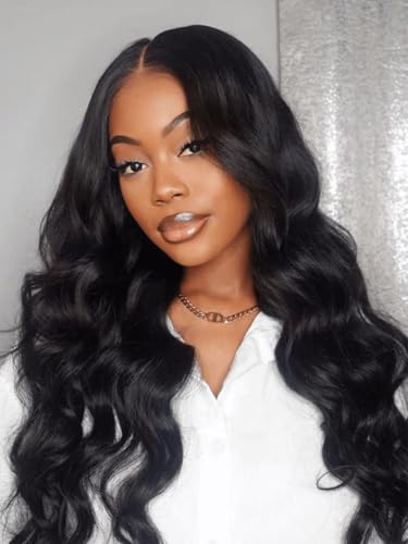 Image of Beauty Forever 7x5 Bye Bye Knots Put on and Go Glueless Wig Pre Cut 3D Body Wave Lace Front Wig Human Hair with Bleached Knots Pre Plucked Wigs for Beginner 150% Density Natural Color 20 Inch