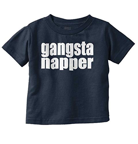 Brisco Brands Gangsta Napper Rapper Funny Adorable Baby Toddler T Shirt Navy