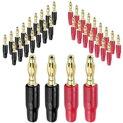 Connecteur banane 4mm cuivre plaqué or 20 pièces pour câble audio et test