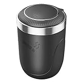 ZAIZAI,Car Ashtray with Lid Smell Proof, Car Cigarette Ashtray with Lid and Light ,Stainless Metal Material, Easy To Clean, 1pcs Black Ashtray + 1pcs Cleaning Brush