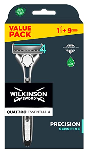 Wilkinson Quattro Titanium Sensitive un Rasoir/8 Recharges
