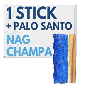Ceremonial Set: Single Blue Sage Smudging Stick (4″) & Palo Santo – Infused with Nag Champa | Artisan-Crafted for Yoga & Meditation | Potent Tools for Spiritual Healing & Home Rituals