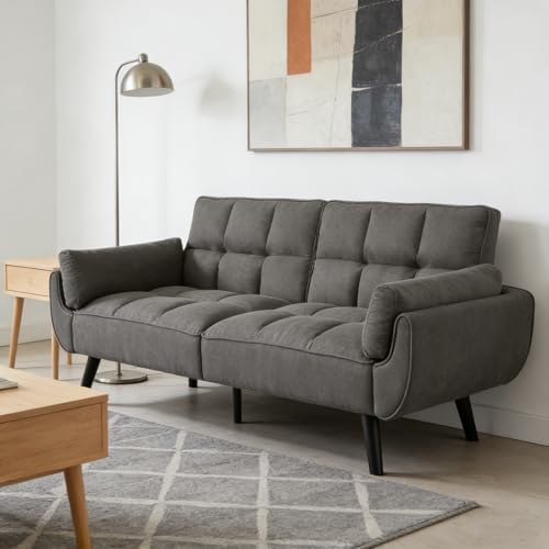 JIEXI sofá 3 plazas, Respaldo no Plegable, sofá de Lino, 191 x 83...