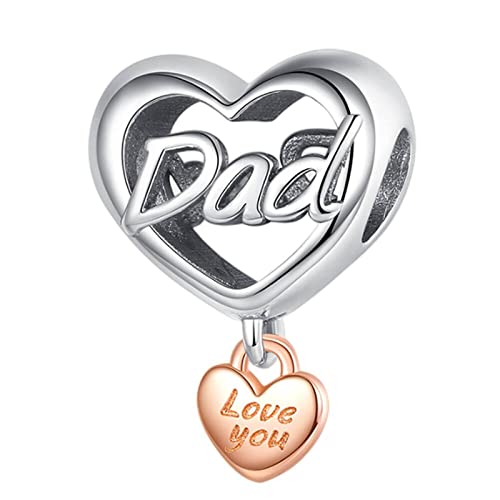 Wedanor Donna Ciondolo- Ti amo papà Argento 925 Colgantes con Zirconia cubica per Charm Bracciale