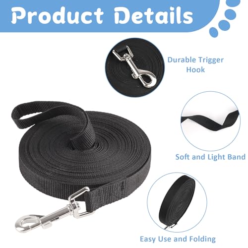 Schleppleine 10m für Hunde,Lange Hundeleine für Training und Outdoor,Ausbildungsleine für Kleine bis Große Hunde,Robuste Nylon Hundeleine mit Handschlaufe und D-Karabiner (Schwarz)