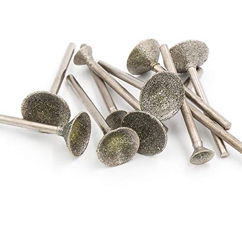 10PCS Diamond Grinding Head, shank T Shape Head Diamond Grinding Burrs Rotary Engraving Sets?2.35MM Shank Diameter?0.6mm Head Diameter?