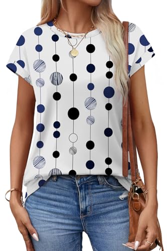 Image of Alaroo Womens Summer Tops Short Sleeve Shirts Crew Neck Cute Trendy Tunic Blouses (S-3XL)