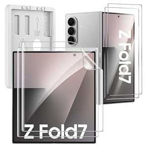 Vizvera for Samsung Galaxy Z Fold 7 Screen Protector, 2 Pcs Inner Soft EPU Film, 2 Pcs Front Display Tempered Glass with Easy Installation Tool, HD Anti Scratch Phone Case Friendly for Z Fold 7,Clear
