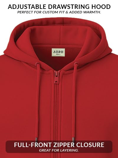Image of ADRO Men's Regular Fit Zip-Up Hoodie for man | 320 GSM Cotton Poly Fleece Zipper Sweatshirt with Soft Fabric & Printed Hoodies