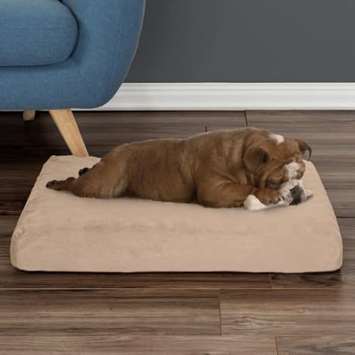 Petmaker Cama ortopédica de Espuma viscoelástica, 2 Capas, con Funda Lavable a máquina, 26 x 19 Pulgadas, para Perros medianos de hasta 40 Libras (Bronceado) - imagen 3