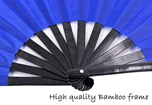 Meifan Large Rave Folding Hand Fan For Women Men, Chinese Japanese Bamboo Fan Hand Fan For Festival, Dance, Gift, Performance, Decorations (Blue) #TOP4