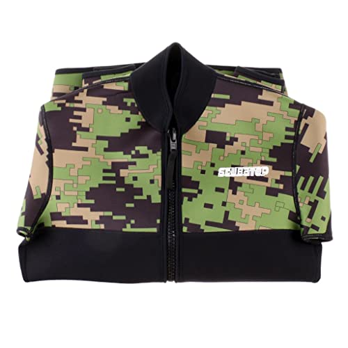 Chaqueta de neopreno para buceo de 2.5mm, color camuflaje verde, manga larga, talla X-Large miniatura 3