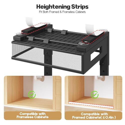Image of 1 Pack 17IN Depth Under Sink Organizer, 2-Tier Pull Out Cabinet Organizer With Smooth Circular Rail, Large Capacity Metal Mesh Sliding Drawers For Bathroom& Kitchen Storage,Height Adjustable -Black