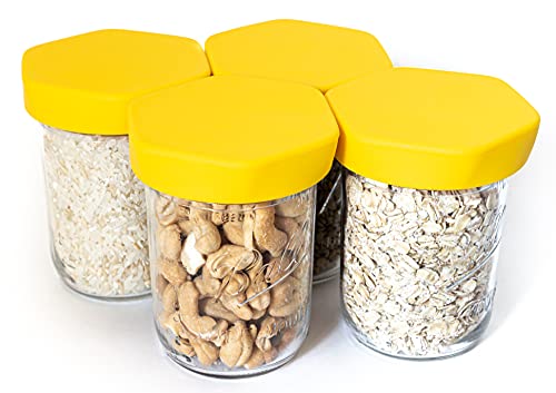 Houserry Deluxe Easy-Grip Easy-Open 100% Silicone Mason Jar Lid - Wide Mouth (Yellow, 3Pcs) #TOP7