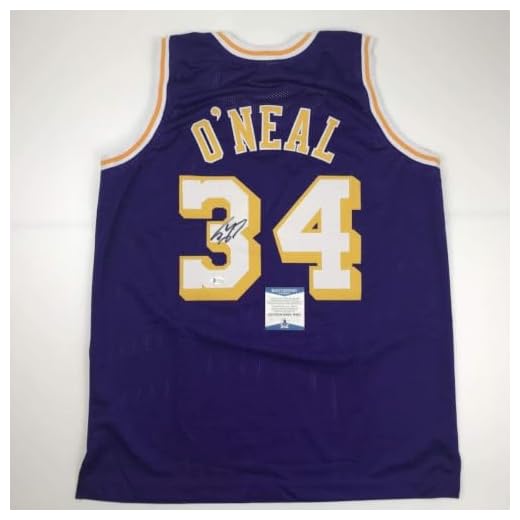 Autographed/Signed Shaquille Shaq O'Neal Los Angeles LA Purple Basketball Jersey Beckett BAS COA