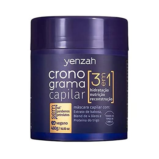YENZAH - CRONOGRAMA CAPILAR 3 EM 1 - MÁSCARA, Yenzah