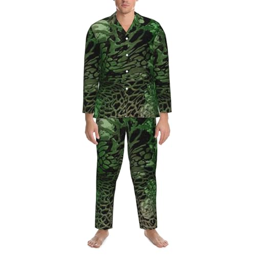 Pyjama homme imprimé serpent vert 2 pièces à manches longues - 5