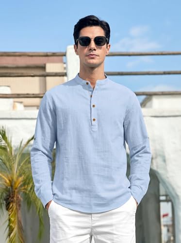 Image of ROYALSCOUT Men's Cotton Blend Full Sleeve Short Kurta Perfect for Traditional Gatherings, Casual Outings, or Everyday Ethnic Wear