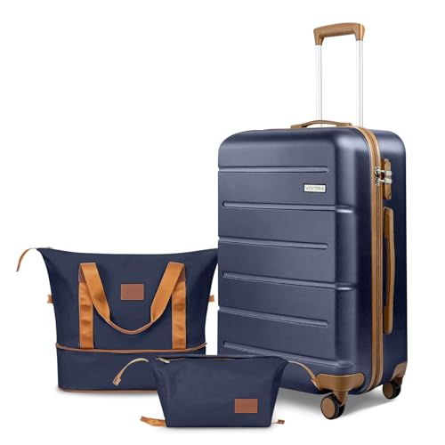 Image of 3-Piece Luggage Set with 20 inch Carry On Luggage 22x14x9 Airline Approved, Hardside Suitcase with Spinner Wheels & TSA Lock, Travel Suitcase for Business Trips & Weekend Getaways (Navy)