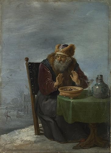 Cuadro de invierno David Teniers pintura de lienzo vintage 60x90cm decoración acogedora de salones