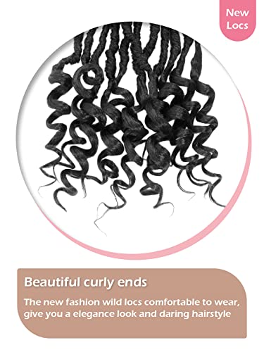 Kavsorapi 12 Inch Goddess Locs With Curly Ends 6 Pack Pre-Looped Soft Locs New Faux Locs Crochet Braids With Curly Ends (1B/Natural Black) #TOP4