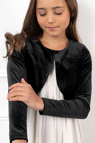 BOLEROSE Girls Long Sleeve Velvet Childrens Kids Sweater Bolero Shrug4