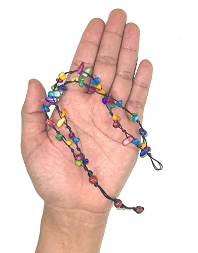 Anklet Stone Handmade Braided Rope Ankle Natural Stone Turtle Starfish Dolphin For Women Girls (Multicolor Stone) #TOP4