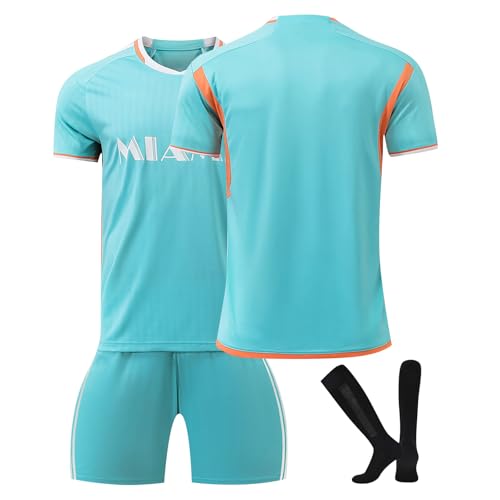 Miami Camiseta Fútbol Personalizadas Nombre y Número para Hombres y Niño, Equipación Fútbol DIY con Conjunto Top Pantalón Corto y Calcetines Regalo de Fútbol