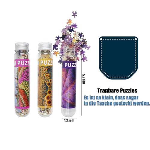 MISITU 3er-Pack mit 150-teiligen Mini-Puzzles für Erwachsene, kleine knifflige, herausfordernde Kunstfertigkeit für Erwachsene (Lavendel)