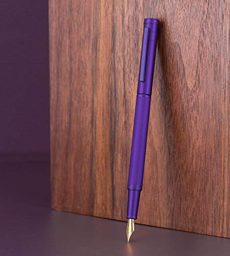 Image of Asvine Purple Forest Fountain Pen Fine Nib Classic Design with Converter and Metal Pen Case Set