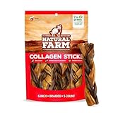 Natural Farm Braided Collagen Chews for Dogs (6 Inch, 5 Pack), Collagen Sticks, Natural Dog Chews, Long Lasting, for Small, Medium and Large Dogs, Odor-Free, Rawhide Alternative