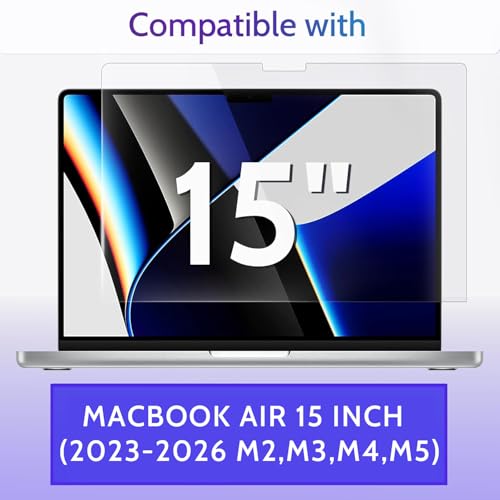 Image of Peslv 3-Pack Anti Blue Light Screen Protector for MacBook Air 15 Inch(2023-2026, M2 M3 M4 M5)-A3448 A3241 A3114 A2941, 15.3 inch Mac Laptop Glare Filter Uv Blocker Shield Cover Eye Protection Film