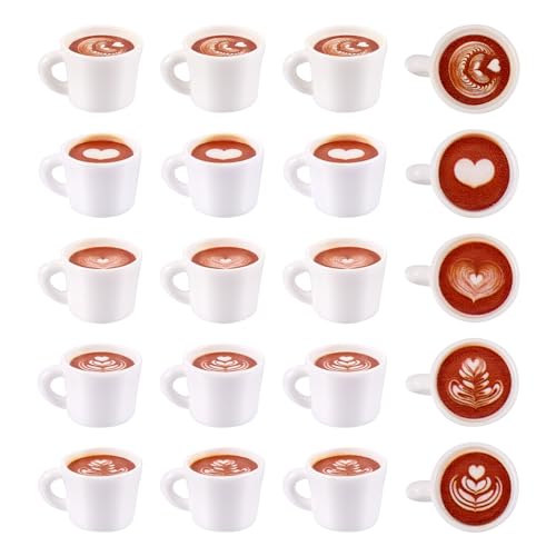 Magibeads 20Pcs Mini Resin Coffee Cups Miniature Things Kitchen Set Fake Drink Food Coffee Mug Lovely Tableware Coffee Halloween Dollhouse Ornaments for Desktop Resin Decorations Accessories Crafts