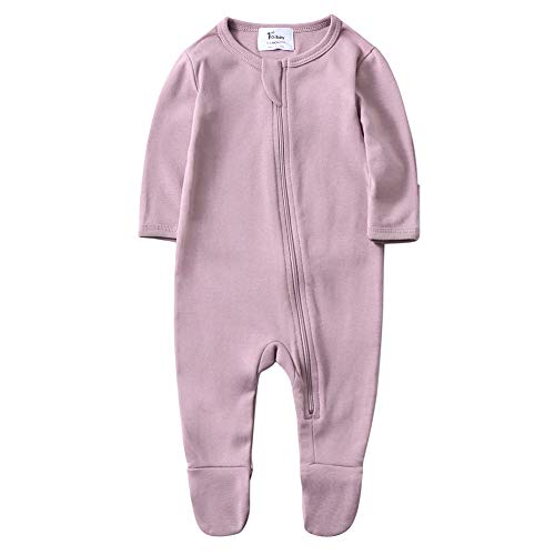 O2Baby Baby Boys Girls Organic Cotton Zip Front Sleeper Pajamas, Footed Sleep 'n