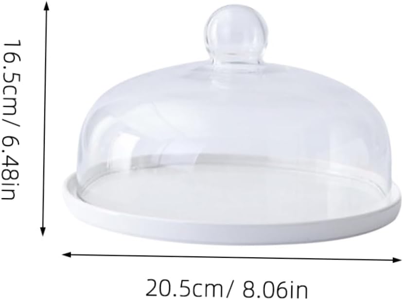 Elegant Household Ceramic Cake Stand with Transparent Glass Cover Dessert Plate for Parties Family Gatherings Pool Celebrations Keeps Cakes Fresh