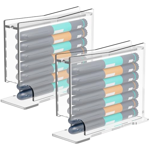 Beautyflier Insulin Pen Storage Box, Insulin Pen Holder Organizer Case, Lightweight, Space Saving, Insulin Pen Not Included (Acrylic, 2pcs)