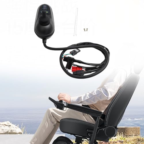 Wheelchair Joystick Controller, 24V DC Electric Mobility Wheelchairs Accessory Replacement 4 Keys Universal Wheel Chair Joystick Controller with Adjustable Speed Brake for Intelligent Robot Bar Cart