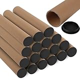 ZEONHAK 18 Pack 15 Inches Kraft Shipping Tubes, Mailing Tubes with Black Caps for Shipping and Mailing